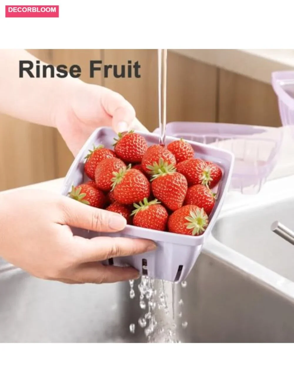 3-in-1 Fruit Colander with Lid, BPA-Free Plastic Berry Keeper, Vented Storage